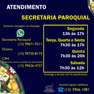 Atendimento secretaria paroquial