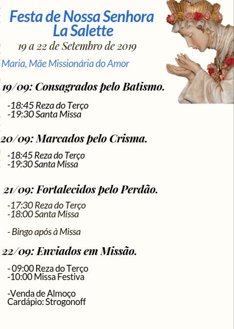 Festa Nossa Senhora La Salette 2019