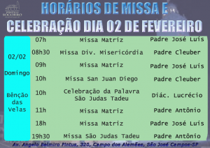 Escalas de Missa 02 Fev 2020 Domingo