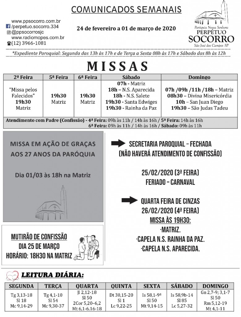 Comunicados Semanais 24 Fev a 01 Mar Fl 01