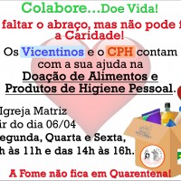 Colabore…doe vida – doe alimentos e produtos de higiene pessoal.