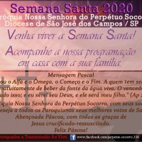 Programação Semana Santa 2020 – Transmissão ao Vivo.