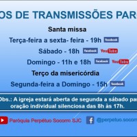 Transmissão ao vivo da Paróquia a partir de 16/03.