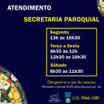 Expediente Secretaria Paroquial – novo horário.
