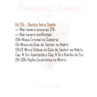 Dia 14/04 Quinta-feira Santa