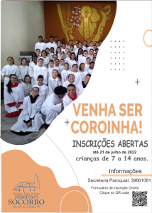 Convite Coroinhas Inscrições até 21072022