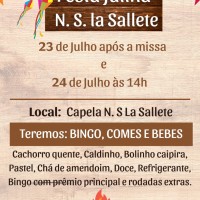 Festa Julina dias 23 e 24/07 – Capela N. Sra. Salette.