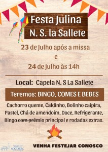 Festa Julina Capela Salette dias 23 e 24 de Julho 2022