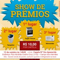 Show de Prêmios Capela N. Sra. Aparecida – 12/10.