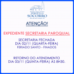 Secretaria Fechada – Feriado Santo de Finados.