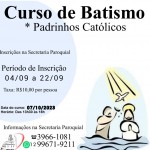 Inscrições para o Curso de Batismo – até o dia 22/09.