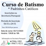 Inscrições para o Curso de Batismo – até o dia 24/11.